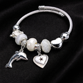Charm Bracelet Stainless Steel Dolphin Heart Pendant by Aureo - Aureo Corner 