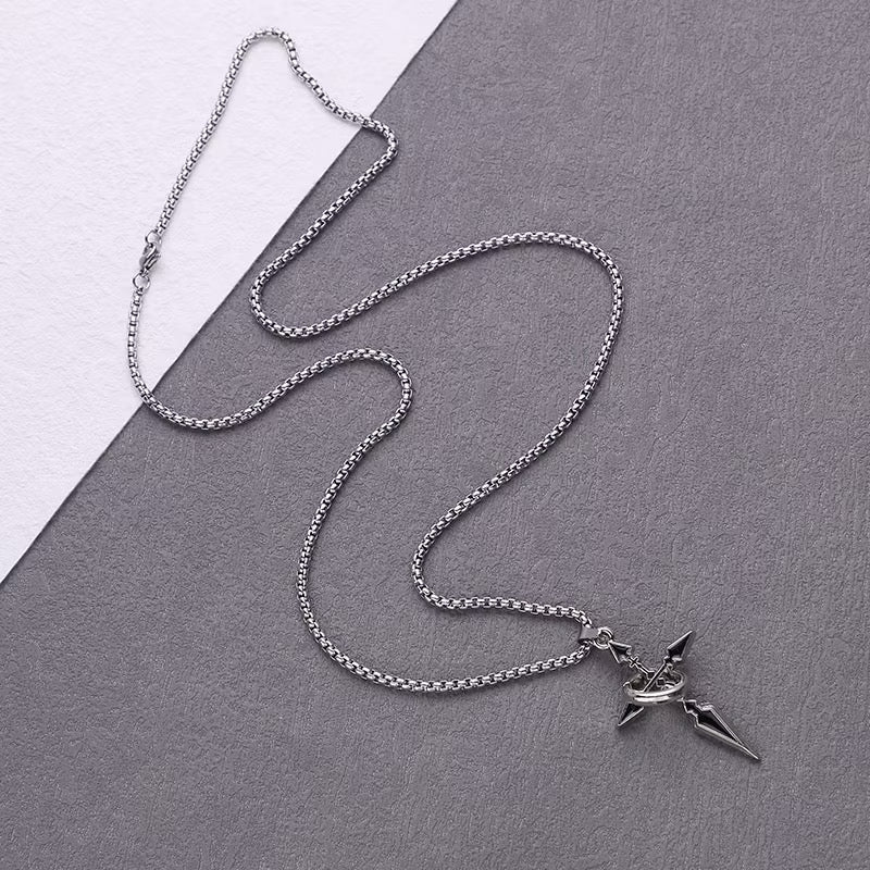 Steel Arrow Cross Necklace: Bold Stainless Steel Pendant - Aureo Corner 