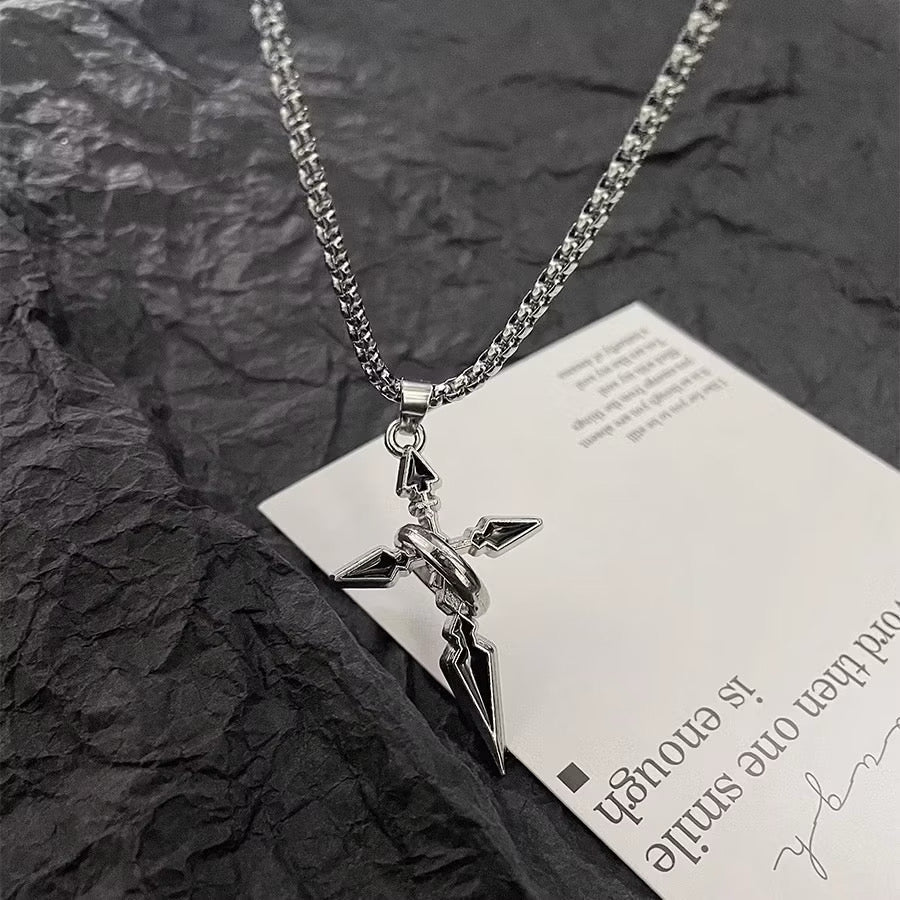 Steel Arrow Cross Necklace: Bold Stainless Steel Pendant - Aureo Corner 