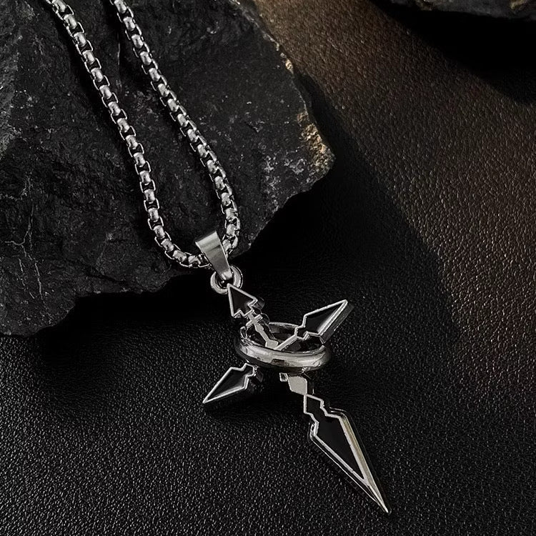 Steel Arrow Cross Necklace: Bold Stainless Steel Pendant - Aureo Corner 