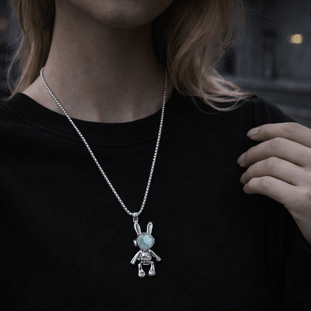 Astronaut Bunny Pendant Necklace – Stainless Steel Street Style Chain by Aureo - Aureo Corner 