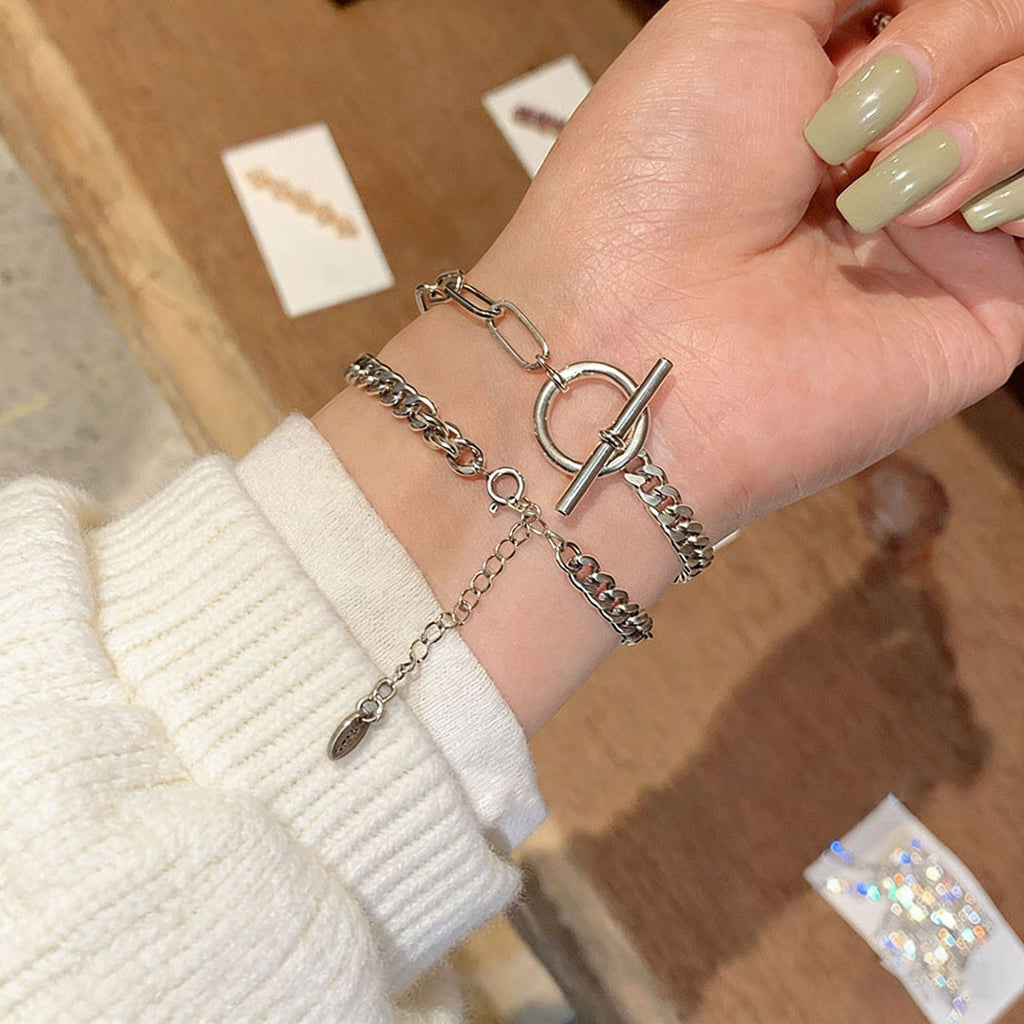 Stainless Steel Bear Charm Cuban Chain Bracelet - Modern & Durable - Aureo Corner 
