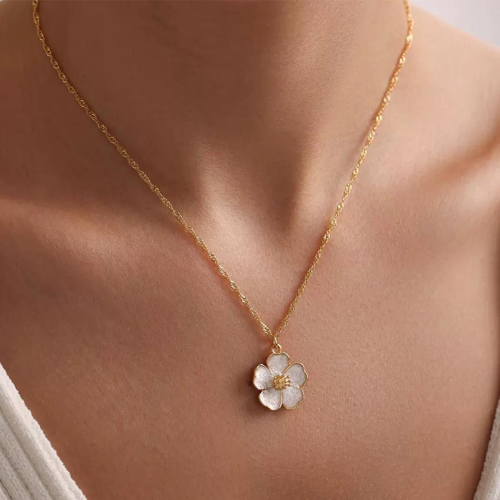 Bloom Charm Necklace – Gold-Plated Stainless Steel Floral Pendant Necklace for Women - Aureo Corner 