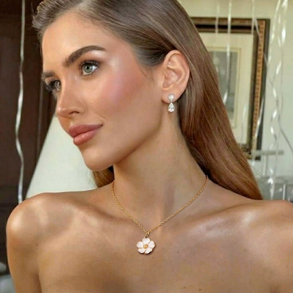 Bloom Charm Necklace – Gold-Plated Stainless Steel Floral Pendant Necklace for Women - Aureo Corner 
