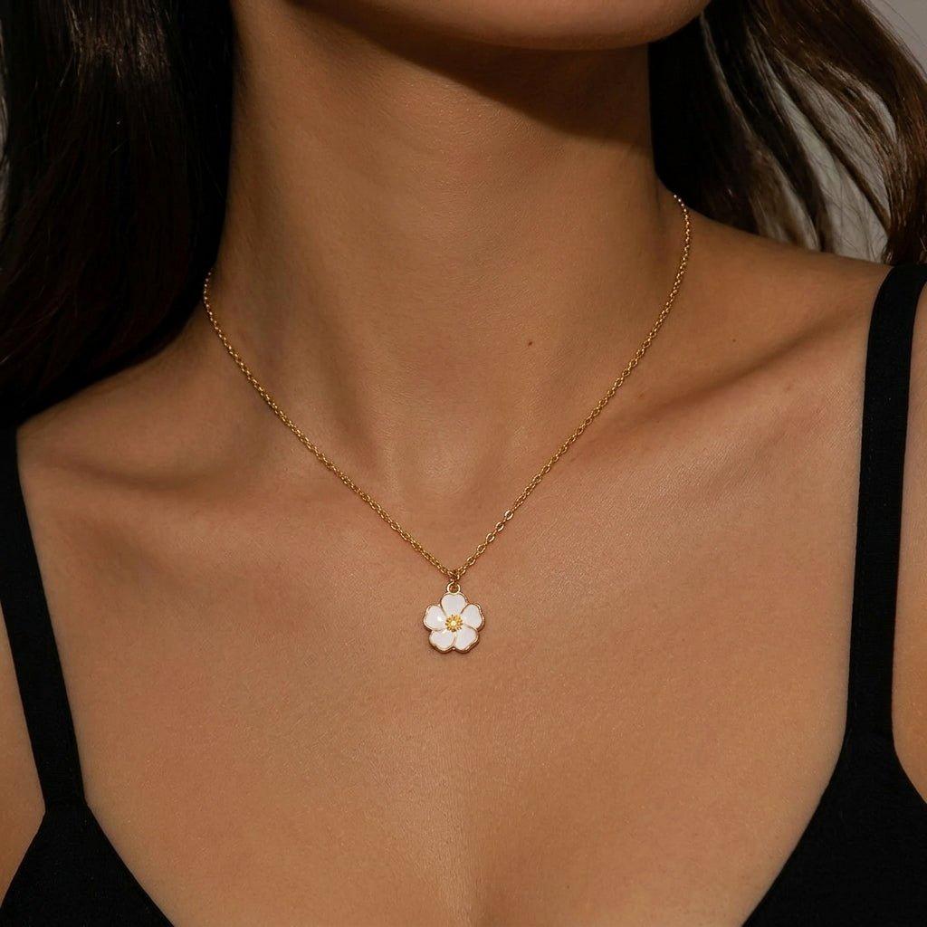 Bloom Charm Necklace – Gold-Plated Stainless Steel Floral Pendant Necklace for Women - Aureo Corner 