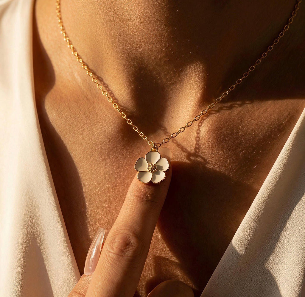 Bloom Charm Necklace – Gold-Plated Stainless Steel Floral Pendant Necklace for Women - Aureo Corner 