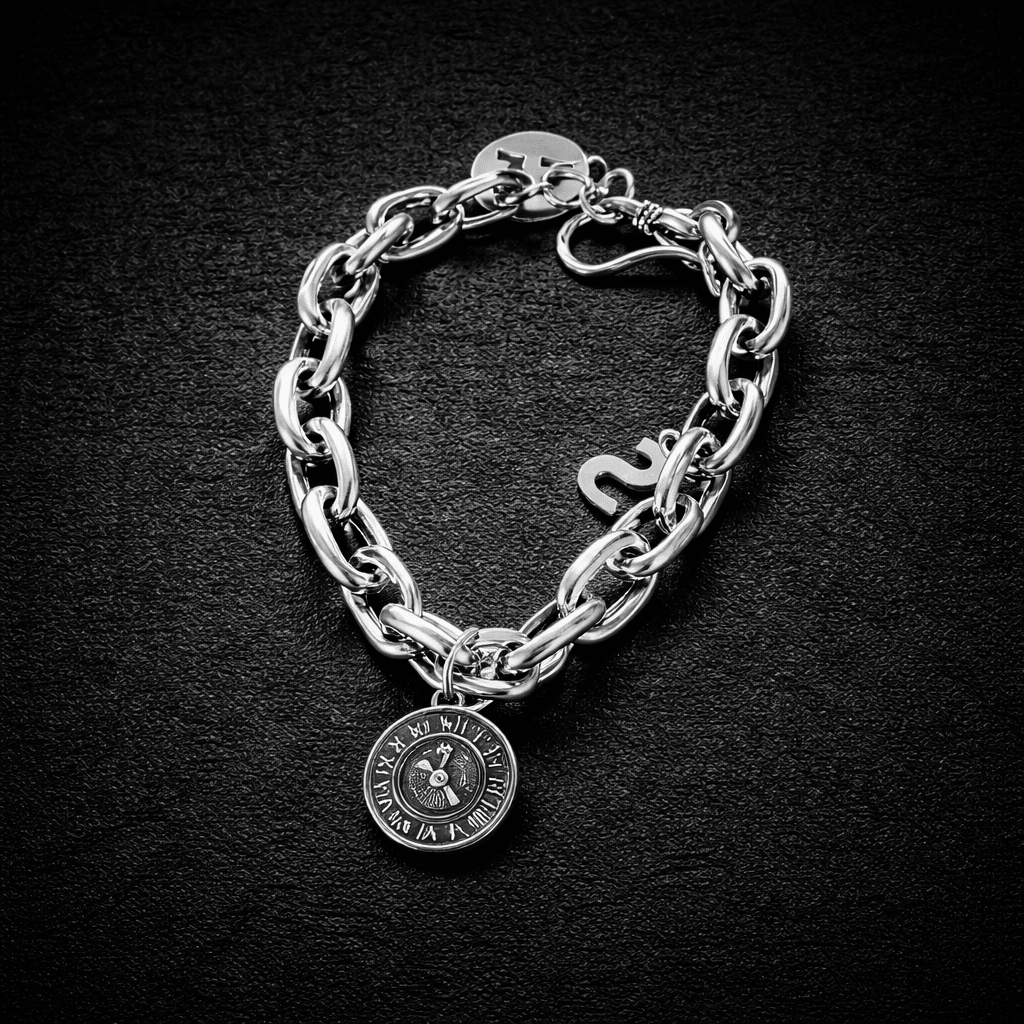 Men's Stainless Steel Compass Chain Bracelet - Bold & Durable - Aureo Corner 