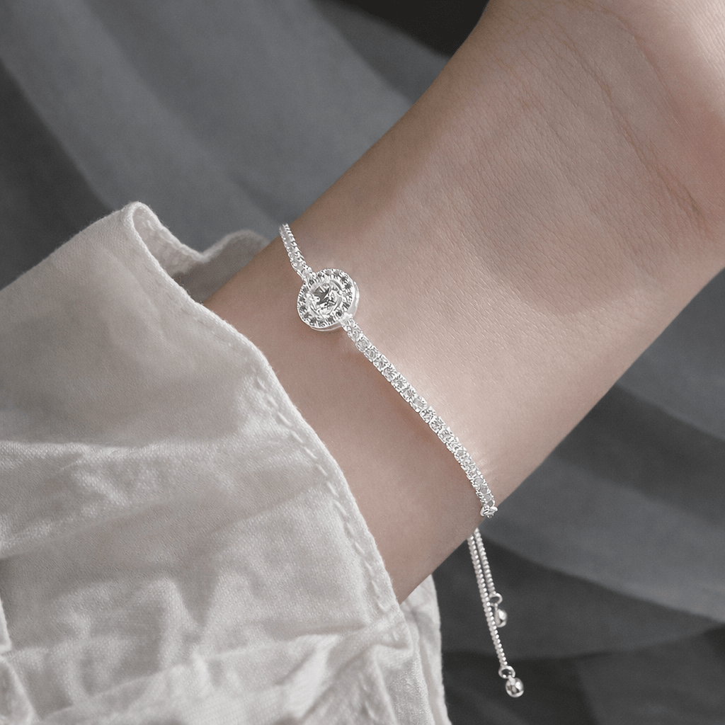 Aureo Halo Sterling Silver Adjustable Tennis Bracelet - Aureo Corner 