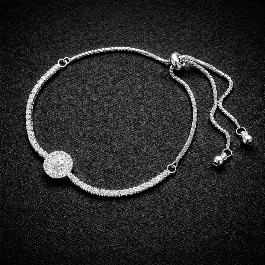 Aureo Halo Sterling Silver Adjustable Tennis Bracelet - Aureo Corner 