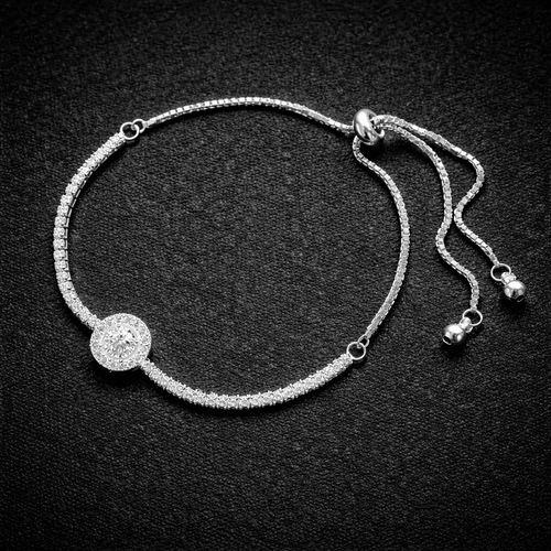 Aureo Halo Sterling Silver Adjustable Tennis Bracelet - Aureo Corner 