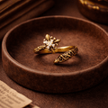 Aureo Gold Vintage Floral Ring: Timeless Stainless Steel Beauty - Aureo Corner 