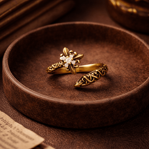 Aureo Gold Vintage Floral Ring: Timeless Stainless Steel Beauty - Aureo Corner 