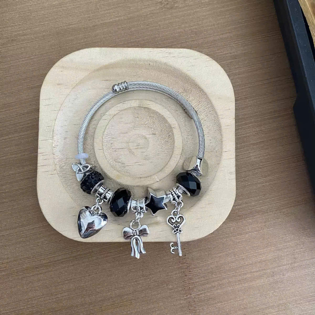 Charm Bracelet Stainless Steel with Heart Star Charms by Aureo - Aureo Corner 