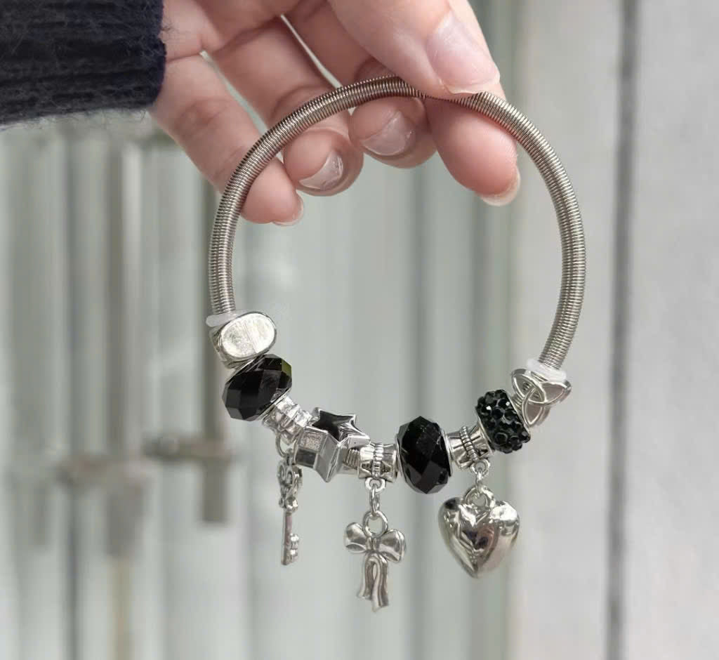 Charm Bracelet Stainless Steel with Heart Star Charms by Aureo - Aureo Corner 